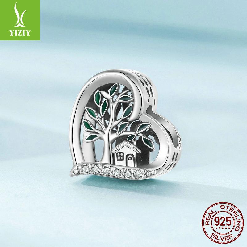 Yin Ziyun Heart-Shaped S925 Sterling Silver Family Tree DIY Bracelet Beads
