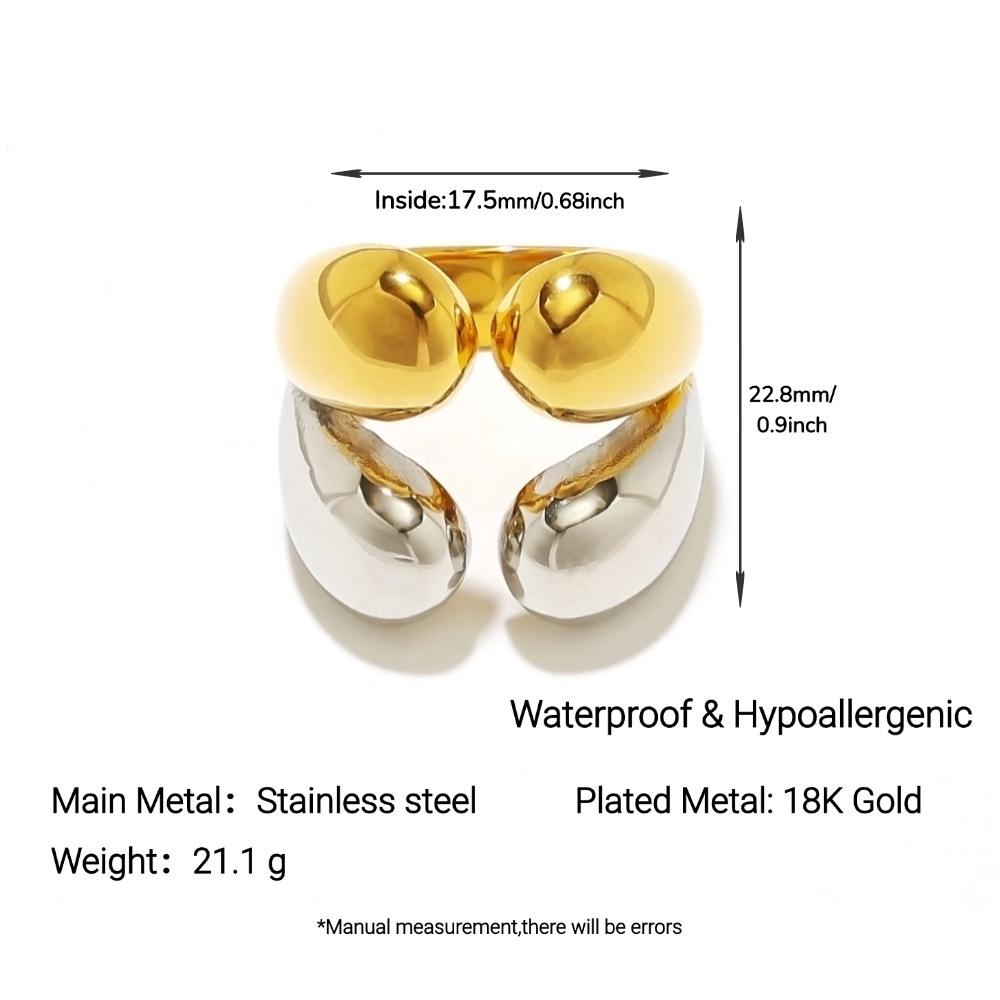 Yingtai Round Geometric Stainless Steel Titanium Ring, 18k Gold-Plated - Trendy Niche Women's Jewelry