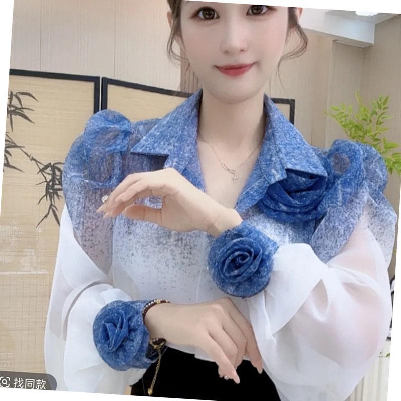 Three-Dimensional Flower Sunscreen Shirt with A Sense Design Long-Sleeved Clothes and Women's Temperament Joker Top