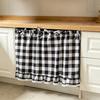 Oven Curtain, with Tie-Down Straps, Vintage Style, Easy Fastening Farmhouse Oven Door Ruffled Stove Skirt Curtain for Kitchen