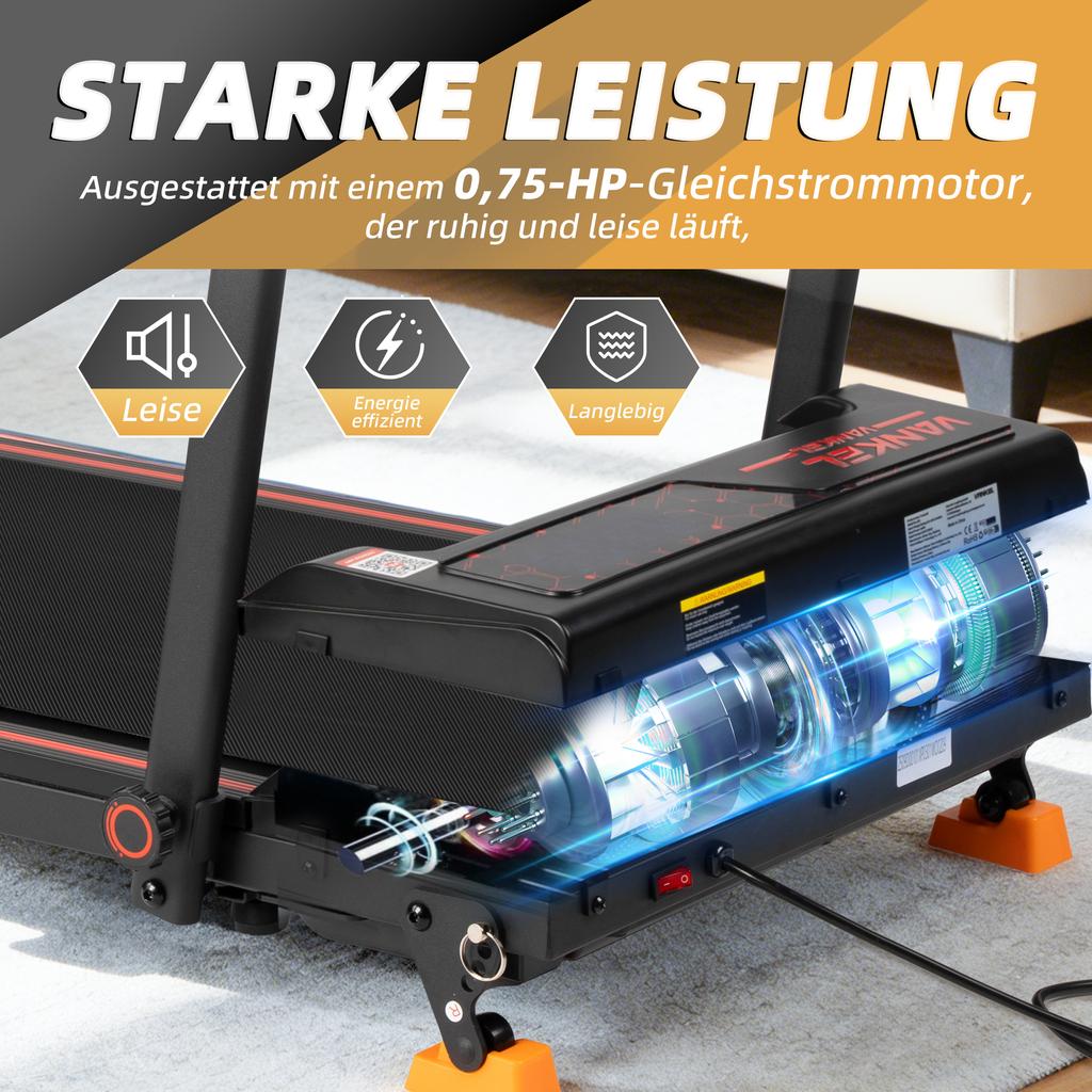 Electric Treadmill, Foldable for Home Up To 12 Km/h, with App, Remote Control and LED Display, Adjustable Incline, Up To 120kg, LED Display, 0.75 HP