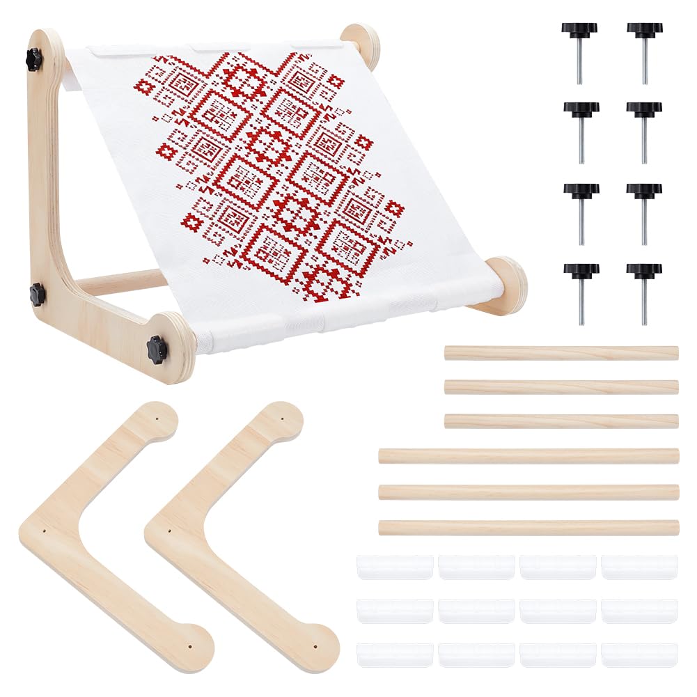 UNICRAFTALE Wooden Embroidery Hoop Holder, Adjustable Embroidery Table Stand, Navajo White Cross Stitch Hoop Stand, Wrap or Table Cross Stitch Scroll