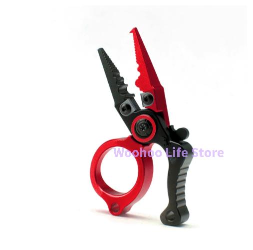 Compact Lockable Fishing Pliers Aluminum Alloy Mini Lure Pliers with Ring Opener And Line Cutter for Saltwater Outdoor Use
