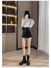 High-Waisted Leather Shorts for Women - 2026 New Style A-Line Slim Fit PU Wide-Leg Bootcut (Autumn/Winter) In Black