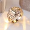 Luxury Crystal Multicolor Zircon Ring Vintage Fashion Gold Color Wedding Bands Engagement Rings Jewelry For Women Men Accessory