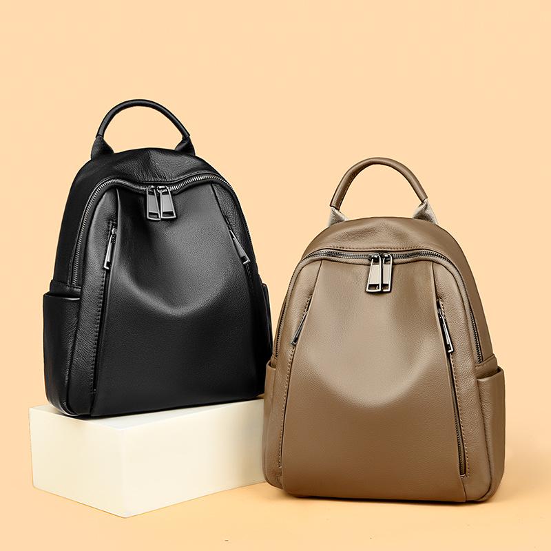 Women's Genuine Leather Large Capacity Fashion Travel Backpack