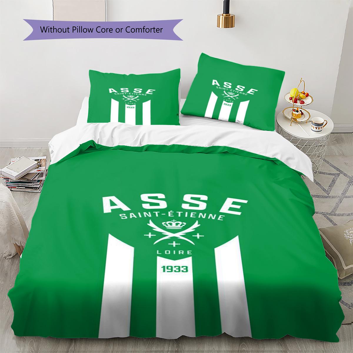 AS Saint-Étienne Pattern Bedding Set Quilt Cover Pillowcase Home Decor Gift (1 * duvet cover + 2 * pillowcase, without core) 135x200cm