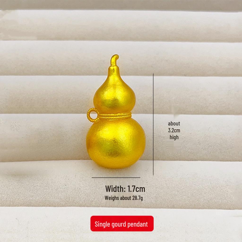 

Gold-Plated Gourd Pendant Necklace – Women s Luxury Fortune Amulet with Braided Rope