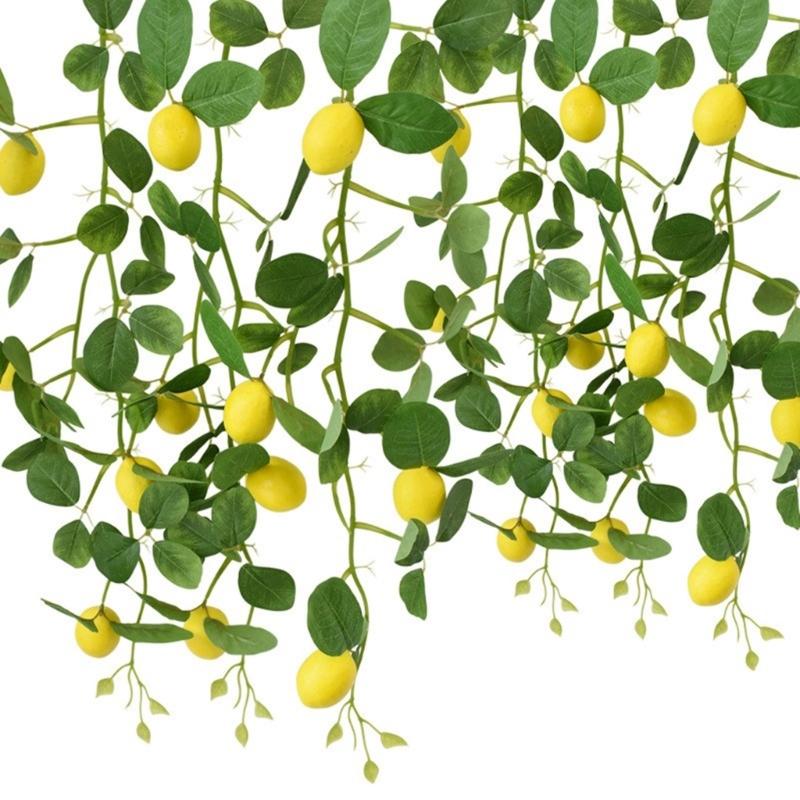 Pack of 2 Bright Artificial Lemon Branches Artificial Lemon Branches Yellow Stem For Garden And Kitchen Decoration