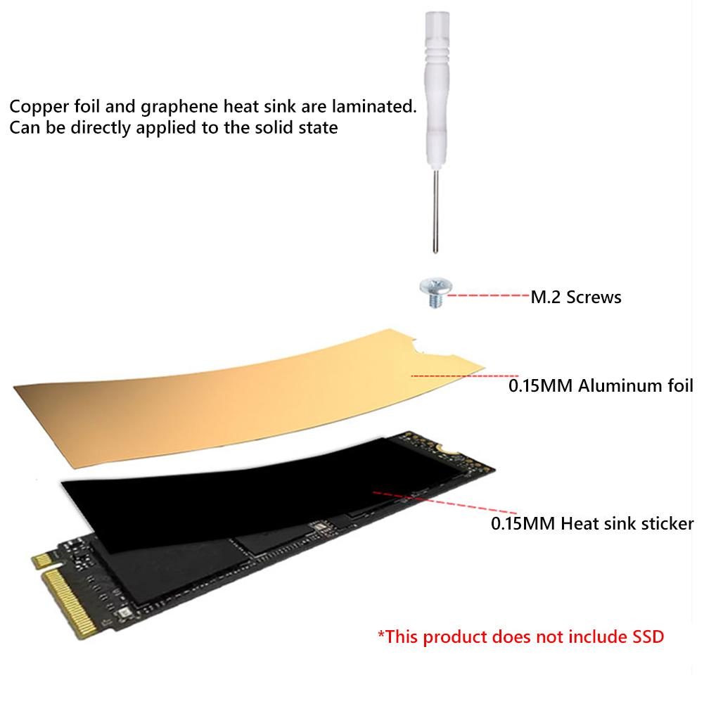 0.8/1/2mm Thickness Laptop Copper Heatsink M.2 NVME SSD Heat Sink with Thermal Pad For M.2 2242 2280 Laptop SSD Cooler Radiator