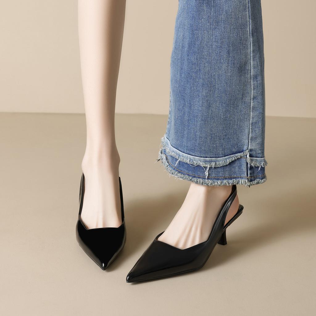 Weiwei girl 338-2 Französisch nicht müde Füße High Heels Damen Sommer Nude spitze Zehen Einzelschuhe Damen Tasche Kopf leer Sandalen