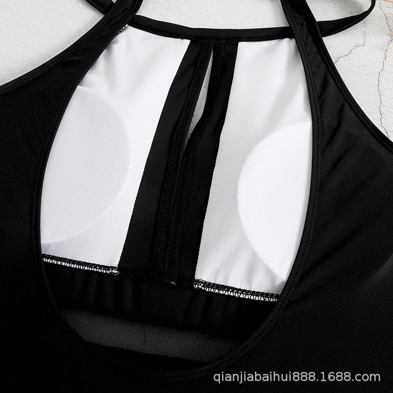 Damen Sexy Rückenfreier Badeanzug Streifenmuster Netz-Patchwork Mode Bademode