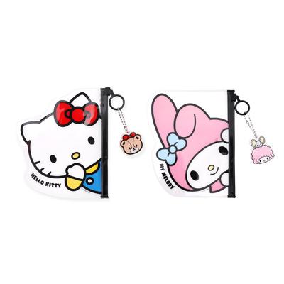 SANRIO Hello Kitty & My Melody transparent Flat Pouch