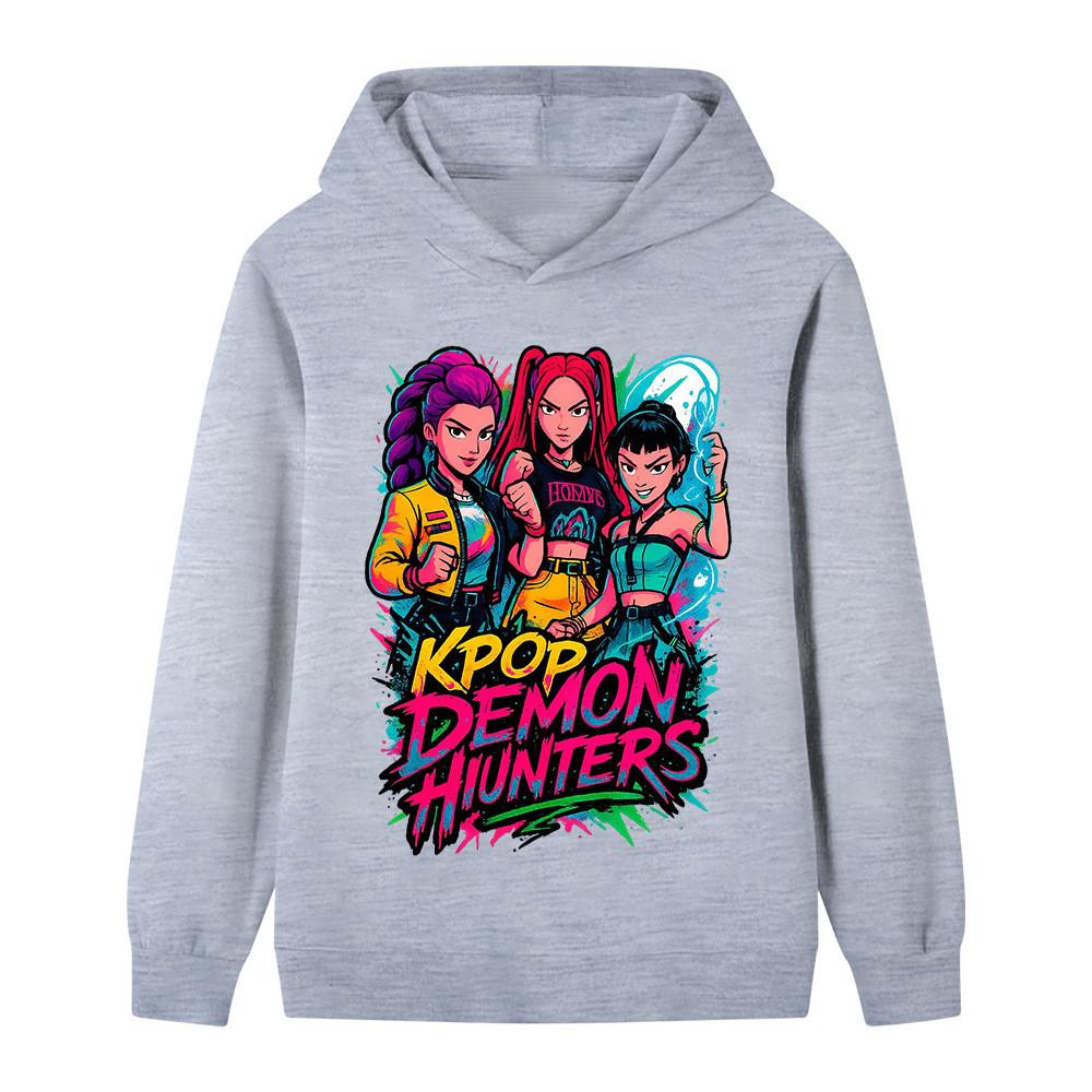 B1215 Kids Boys Girls Sajaboys Kpop Rumi Zoey Mira Print Long Sleeves Hoodie