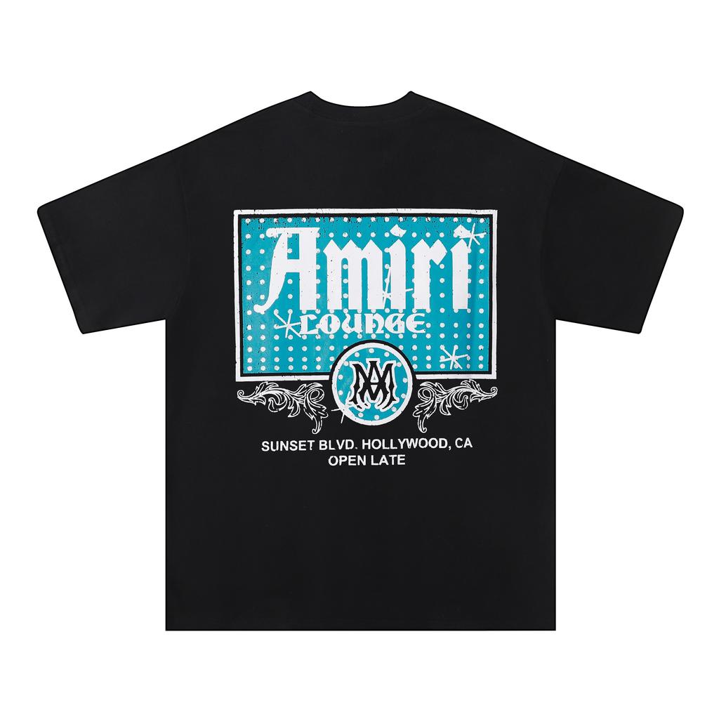 732 Amiri 2025 Sommar Ny Herr- och Dam Lös Högkvalitativ Bomull Plus Size T-shirt Par T-shirt
