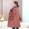 Floral Plaid Pom-Pom Long Cotton Padded Jacket for Middle-Aged and Elderly Women - Plus Size