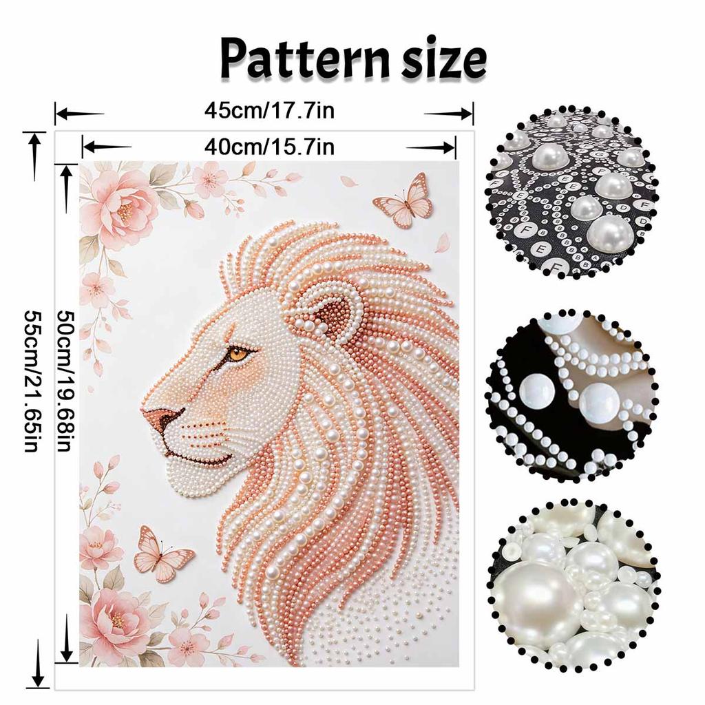 DIY Pearl Embroidery Diamond Painting Kit Majestic Lion Sparkling Beads Art Craft Handmade Decoration Gift for Home