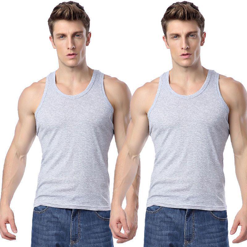 Men's Slim Fit Two-Stripe Quick-Dry Cotton Tank Top