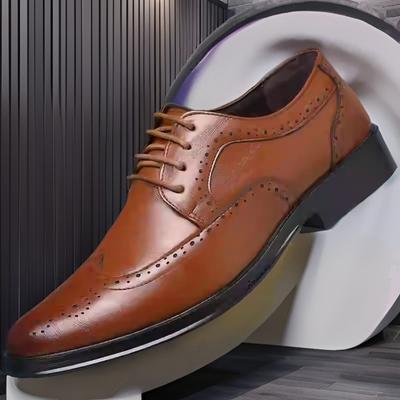 Mens Leather Shoes Brogue British Style Casual Business Formal Big Size Wedding Groom Photography Shoes