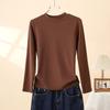 Women's Long Sleeve Slimming Cotton Base Layer Top - Spring/Autumn Fashionable Versatile Round Neck T-shirt, 2025 New Arrival