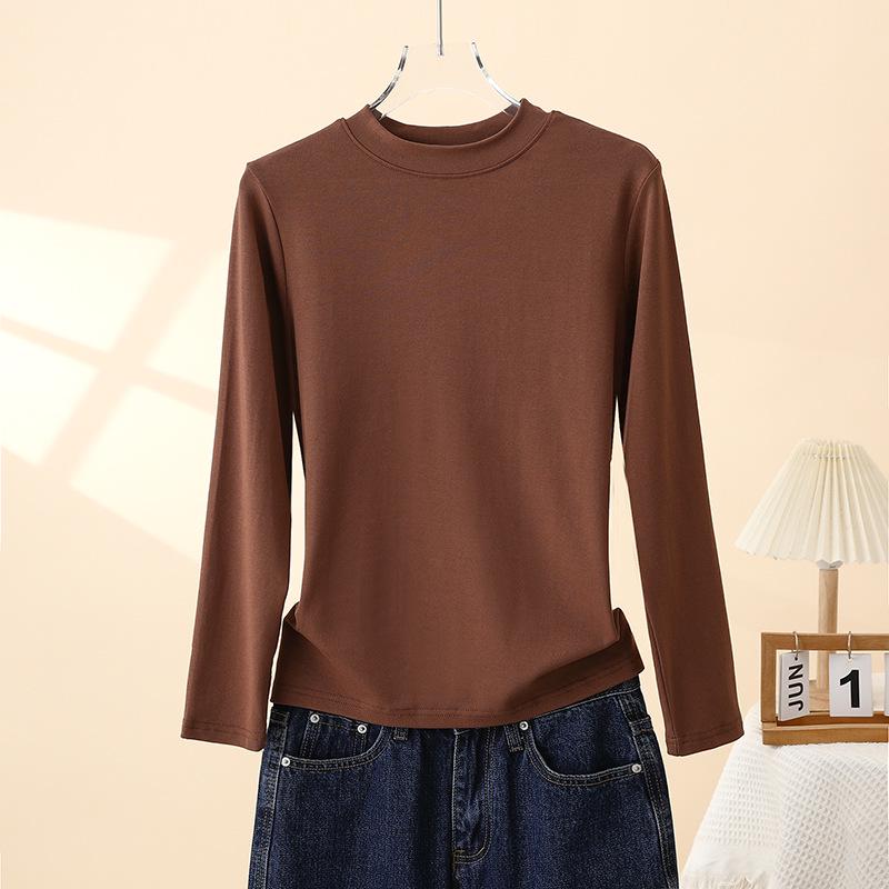 

Women s Long Sleeve Slimming Cotton Base Layer Top - Spring/Autumn Fashionable Versatile Round Neck T-shirt, 2025 New Arrival L [100-120 lbs]