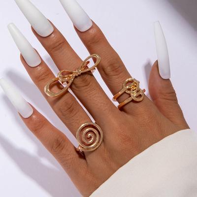 Ensemble de 3 bagues pour femmes tendance - Bague pour dames Bague en métal Bague brillante Bague en métal Cadeau de vacances