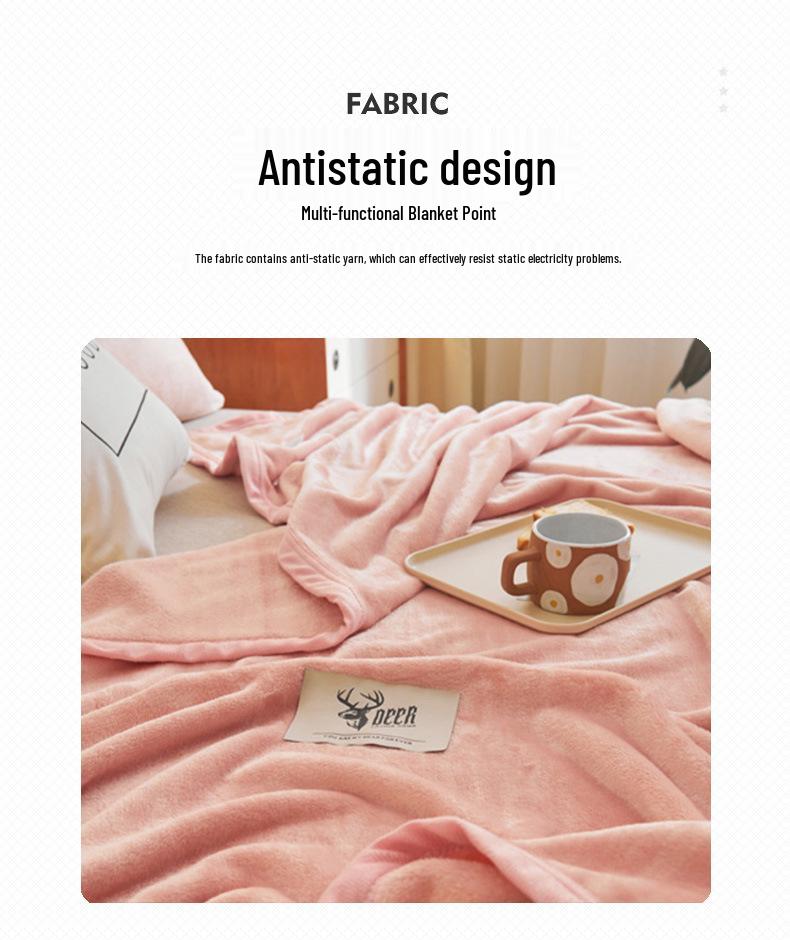 Plush Double-Sided Coral Fleece Blanket for Single Student Dormitory