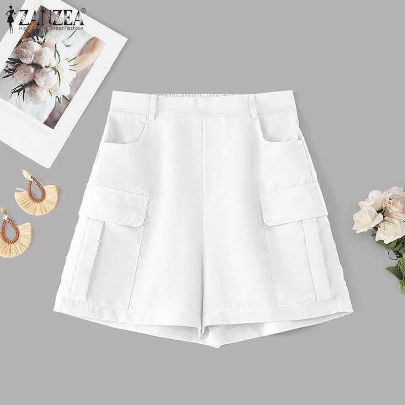 ZANZEA Women Casual Elastic Waist Loose Summer Shorts