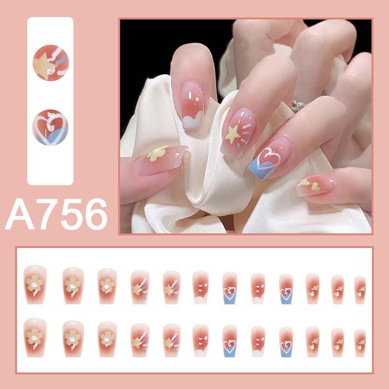 Douyin Trendy Blush False Nails: Pure, Sexy, and Removable Jelly Gel Nail Tips with Whitening Effect