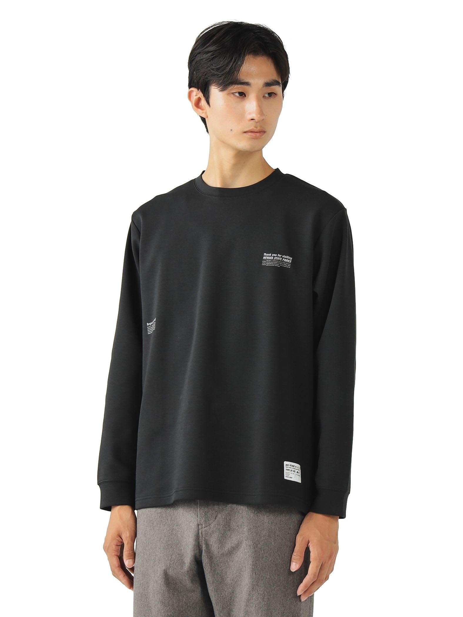 

Beams Heart Men s Cardboard Print Sweatshirt (Quick-Drying, Pill-Resistant) Black, Size M