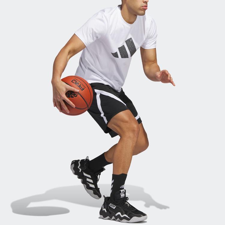 Adidas Pro Block Elastic Waist Straight-Leg Basketball Shorts Men Bottoms Black IC2429