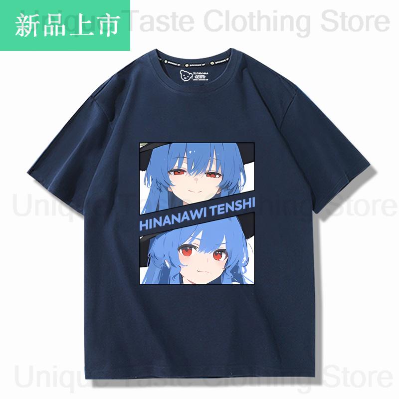 Touhou Project T Shirt Hinanawi Tenshi Cute Cartoon Print Tshirt Harajuku Fashion High Quality Cotton Short Sleeve Tee Tops