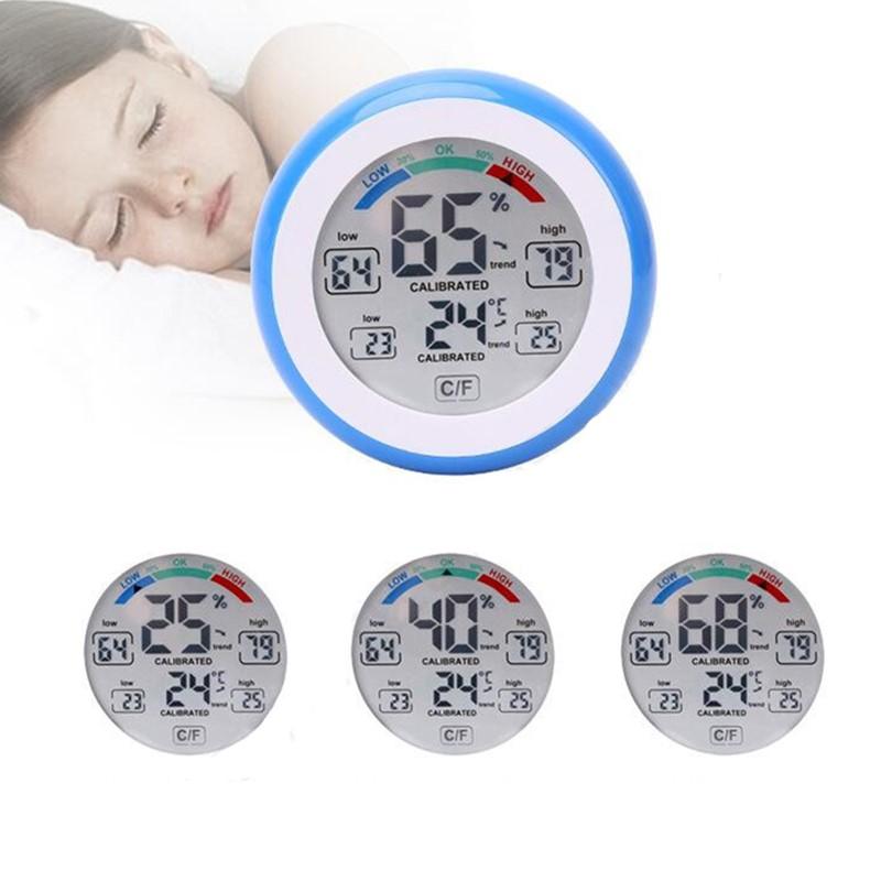 Digital Temperature Humidity Tester LCD Multi Color Circular Hygrometer Thermometer Temperature Monitoring Between C & F
