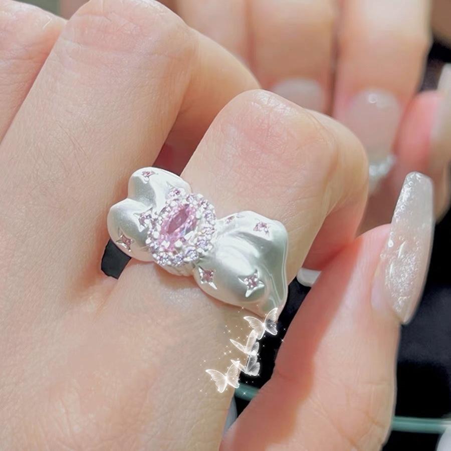 Bow Ring Women'S Niche Design Personalized Tail Ring High Value Sweet Open Ring