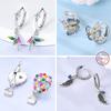 New 925 Silver Earrings Simple Bow Strawberry Butterfly Hoop Stud Earrings for Wedding Party Women Jewelry Girls
