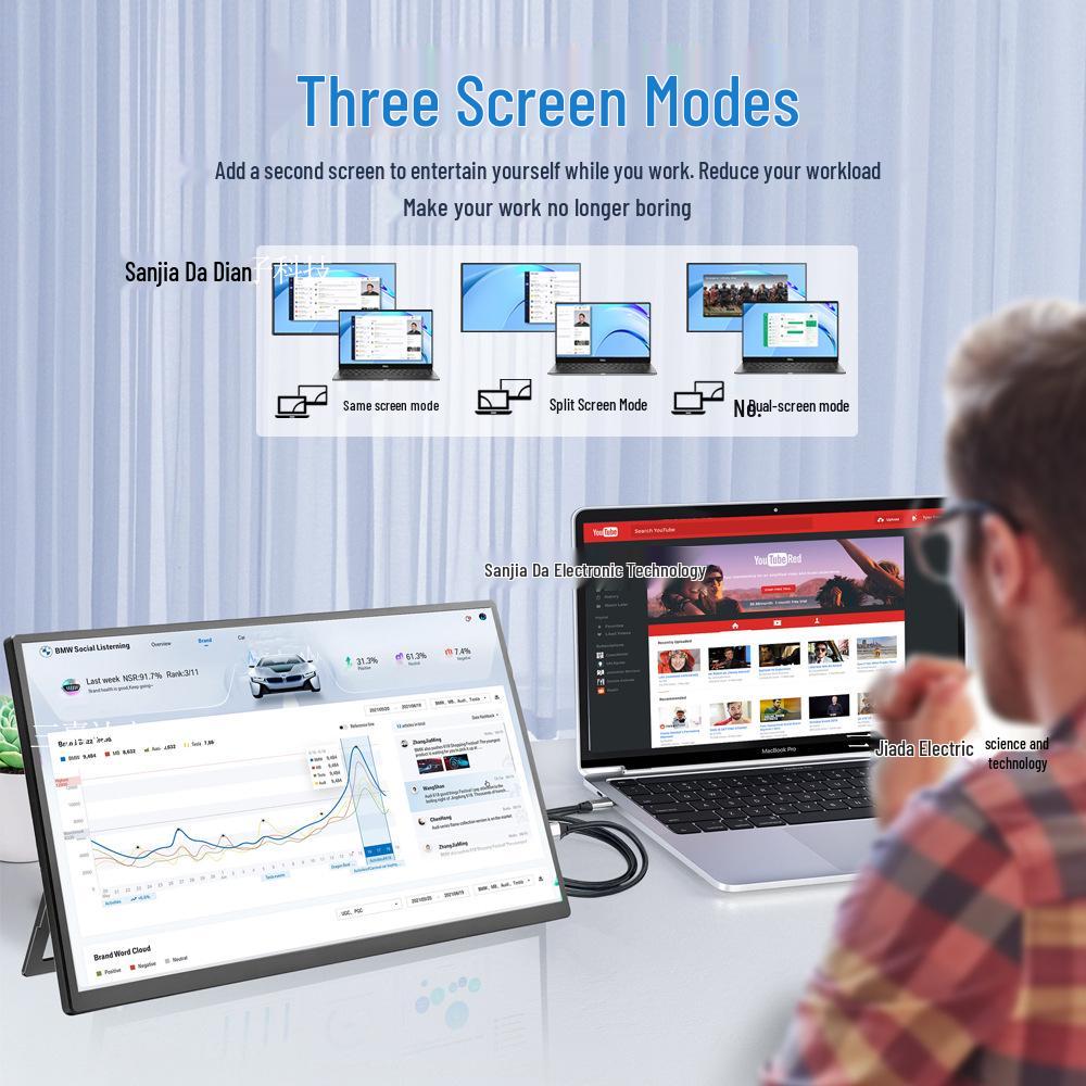 16/18.5-inch Portable High Refresh Rate IPS Touchscreen Monitor for Mobile & PC Screen Mirroring