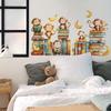 Self-adhesive Wall Stickers Cartoon Monkey Reading Book for Kids Room Bedroom Nursery Home Decor