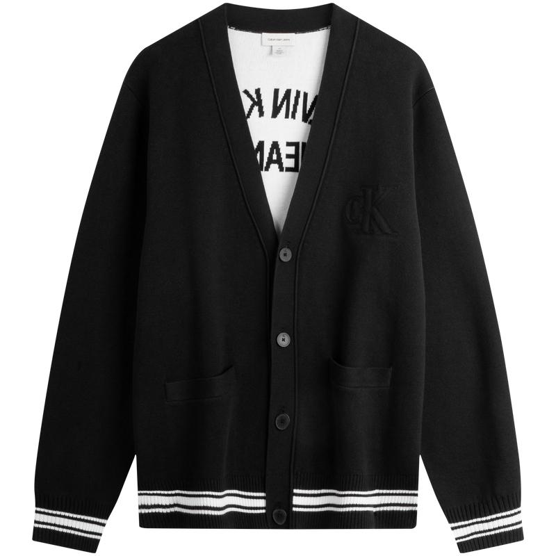 Calvin Klein Casual College Style Jacquard Button V-Neck Cardigan Sweater Unisex sweater 4RD389G-UB1