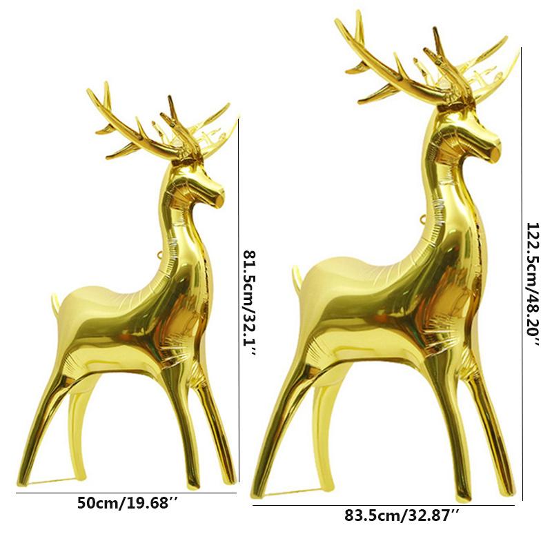2pcs Elk Foil Balloons Set 4D Christmas Standing Deer Balloon Xmas Rainbow Deer Christmas Balloons Party Decoration Inflatable B