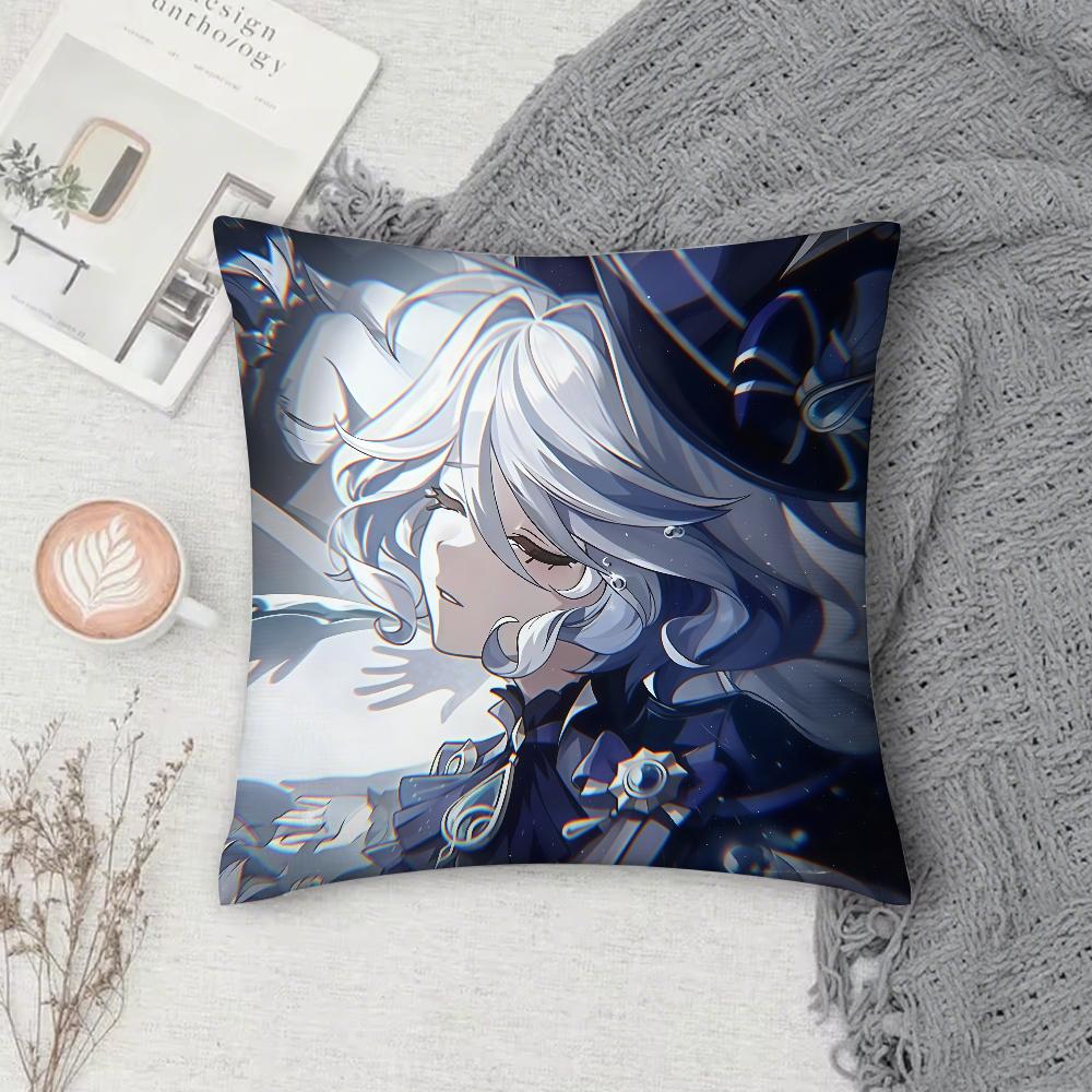 Genshin Impact Furina Pillow Case Square DoubleSided Printing Sofa Cushion Cover Pillowcase Bedroom Bedside