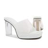 European Sexy Platform High Heel Mules Transparent Crystal Sandals Big Size Women Shoes For Nightclub Wedding Banquet