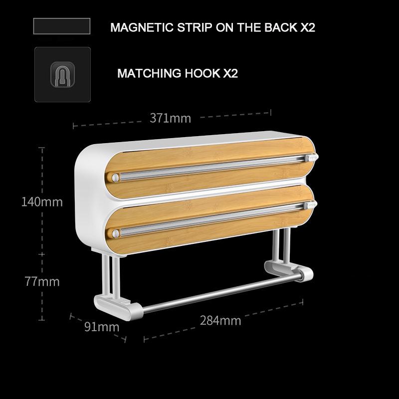 3 In 1 Aluminum Film Wrap Cutter WallMount Paper Towel Holder Cling Film Cutting Holder Plastic Wrap Dispenser Kitchen Organizer