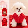 Soft Winter Red Color Pet Vest Embroidered Fluffy Cat Coat Thickened Dog Jacket Winter