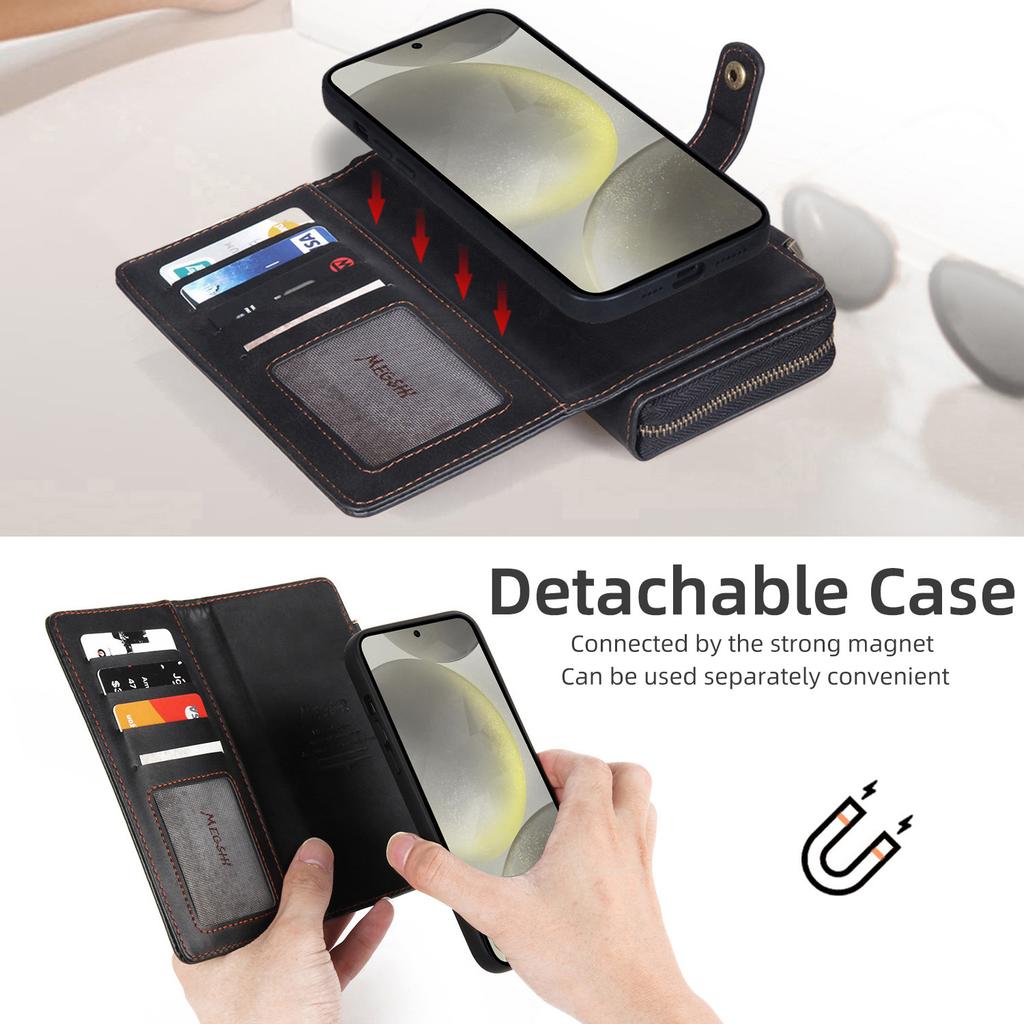 MEGSHI 020 Series for Samsung Galaxy S24+ Phone Case Crossbody PU Leather Foldable Stand Cover
