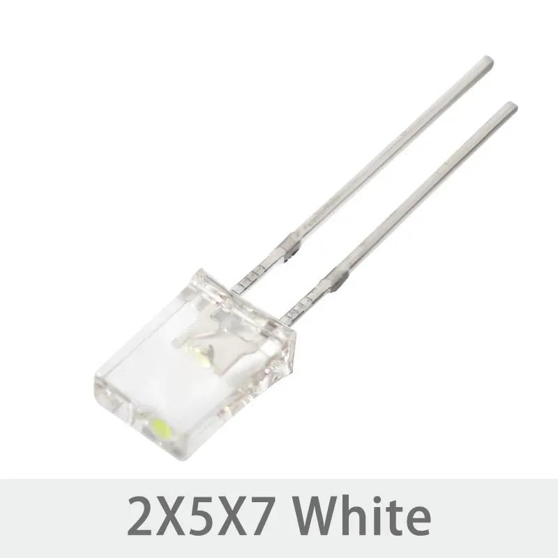 50PCS LEDs Kit 2x5x7mm Square LED Diode Light Emitting Diode Transparent LED Lamp White Green Red Blue Yellow 5 Color