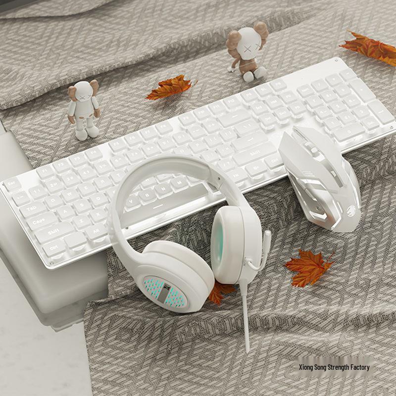 Pioneer Silent Mechanical-Feel Keyboard and Mouse Set for Girls - Wired for Office and Gaming