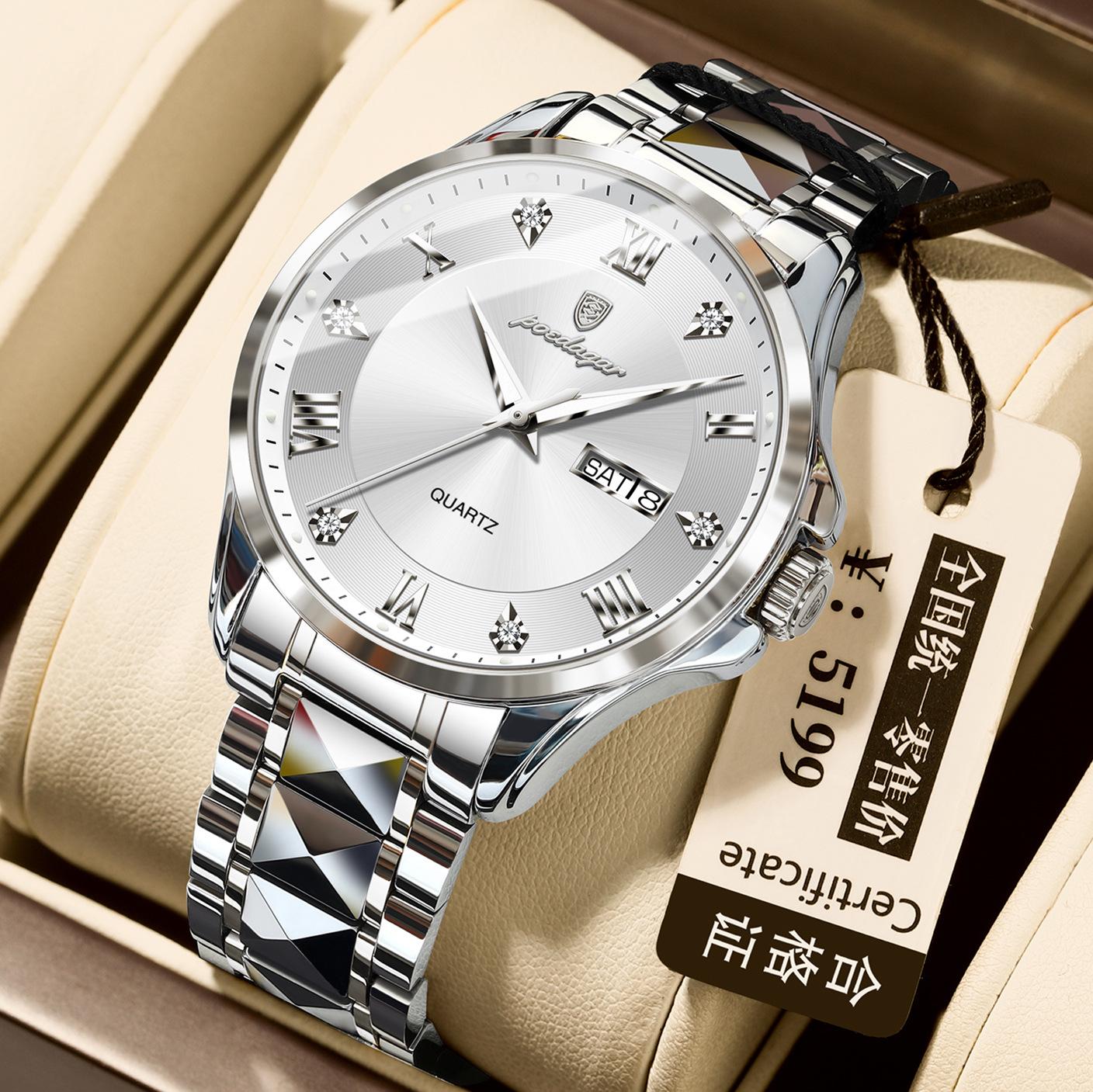 Luxury Dual Date Men S Watch Luminous Quartz Watch