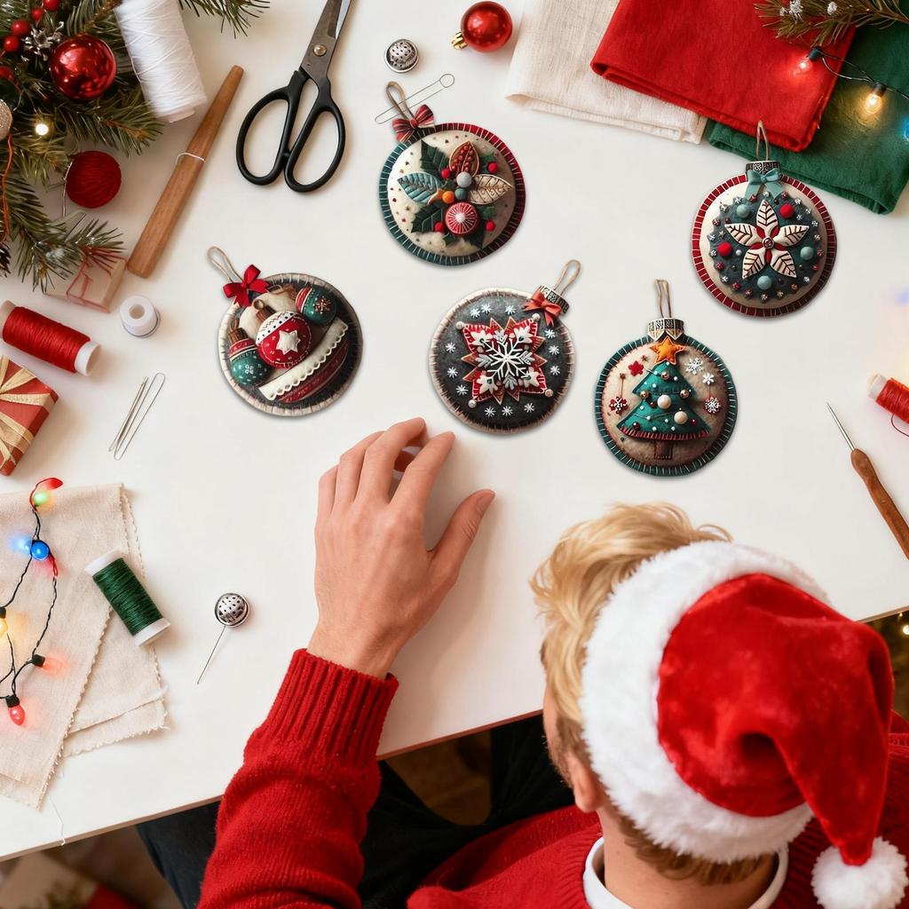 Felt Christmas Ornament Kits Patch Work Craft Project Reusable Christmas Ornament Kits To Make for Embroidery Decorating Holiday