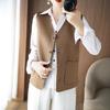 Women's Slimming V-Neck Wool Vest - Versatile Autumn/Winter Double-Sided Cardigan