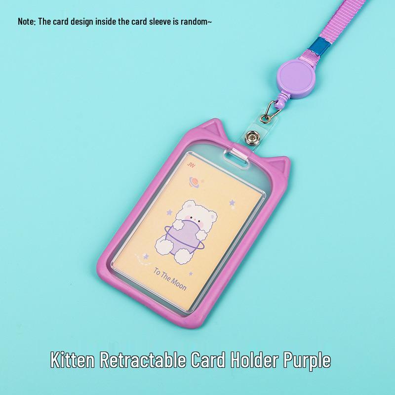 Creative Cartoon ID Card Holder with Lanyard - Cute, Transparent, and Waterproof for Students and Employees